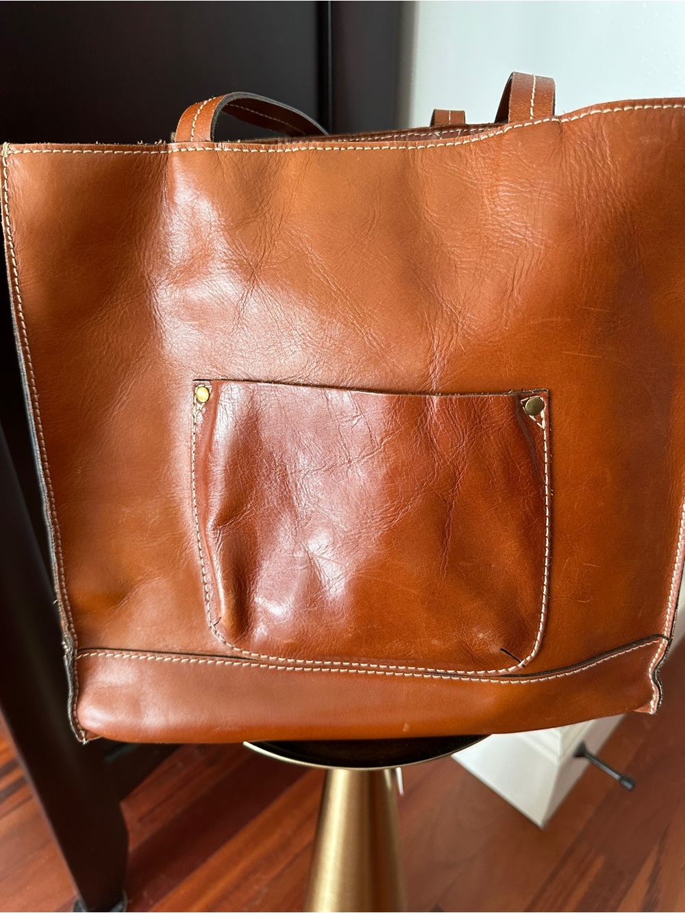 Patricia Nash Tooled Floral Leather Tote and matching pouch in Cognac Brown - Picture 3 of 12